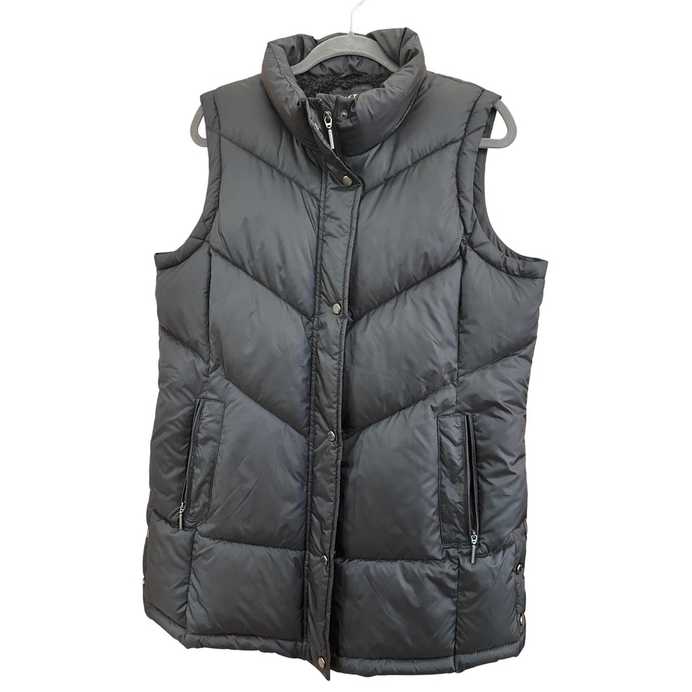 Weatherproof Mens Puffer Vest Black Full Zip Snap Front Lightweight L/G